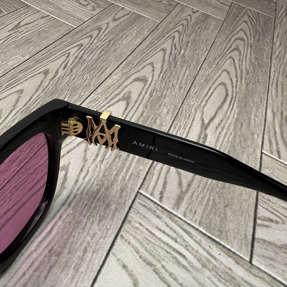 AMIRI Black Sunglasses with Blue Lenses and Gold Temple Accents - Picture 6 of 7